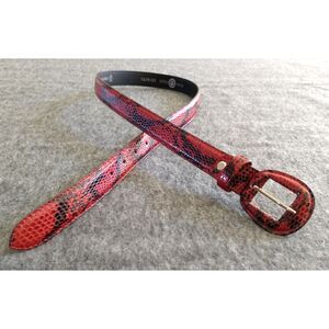 Estro Versa Versace Snakeskin Pattern Belt Red Black Size M Covered Buckle Italy